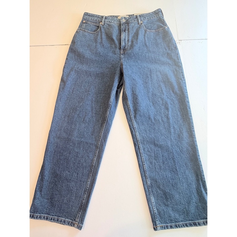 Everlane The Curvy Way-High Jean Indigo Organic Cotton Wide Leg Pants 33 Reg